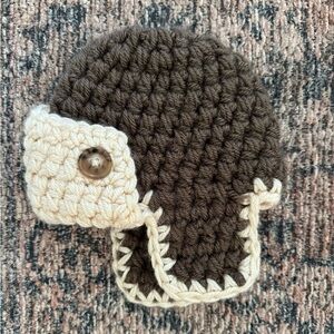 Handmade Newborn Brown and Cream Crochet Aviator Hat for Babies